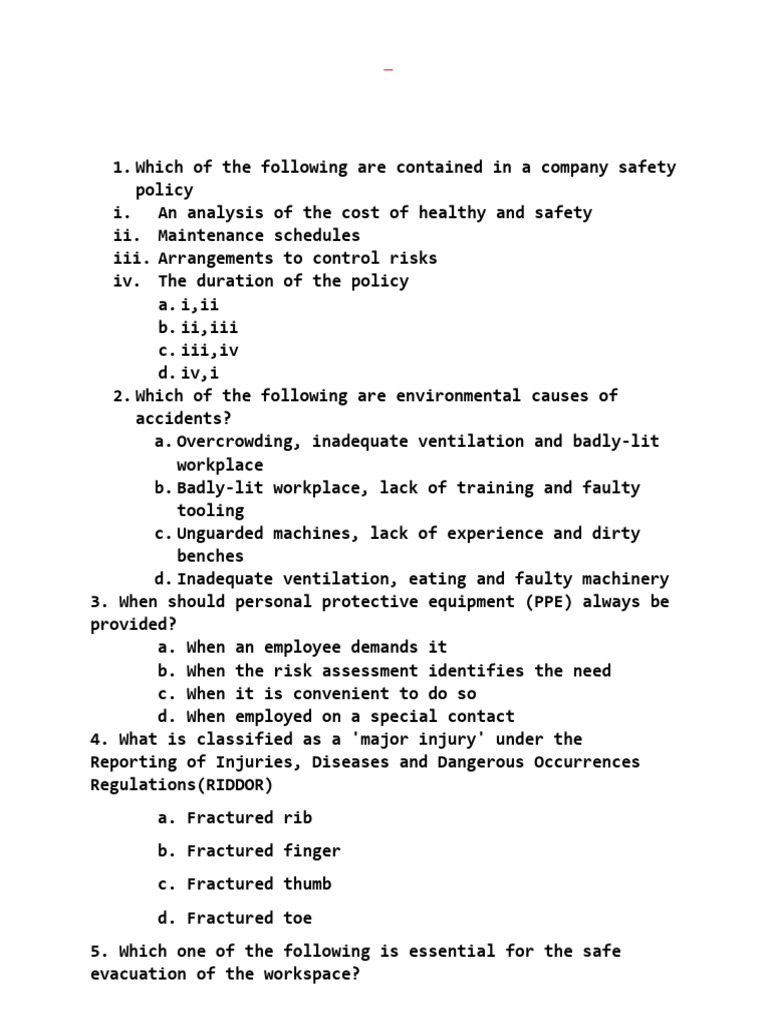 301 Question Wakandah1 | PDF | Occupational Safety And Health ...