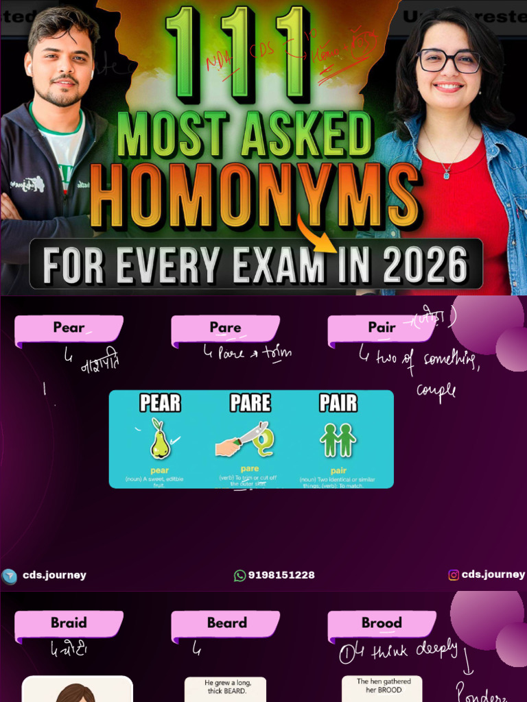 111 Homonyms For Every Exam-Compressed | PDF