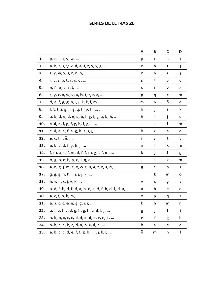 Series de Letras 20 | PDF
