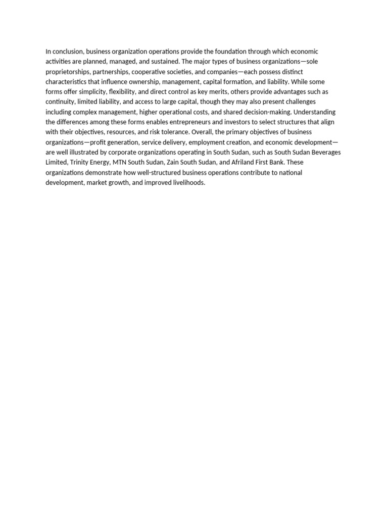 Business Organization Conclusion | PDF