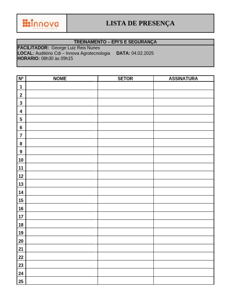 Lista de Presença - Atualizada 2025 | PDF