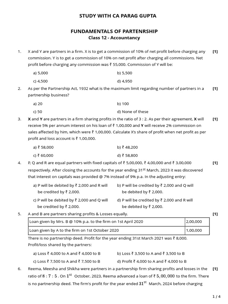 Fundamentals of Partnership | PDF | Partnership | Debits And Credits