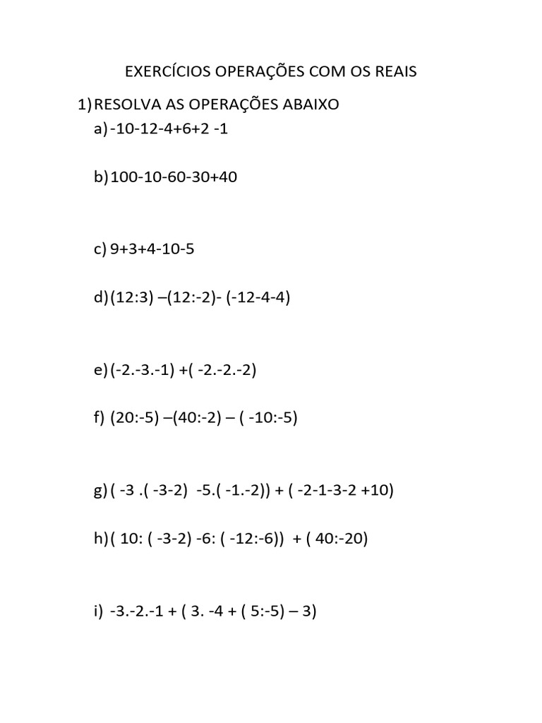 Trabalho Matemática - Numeros Reais | PDF