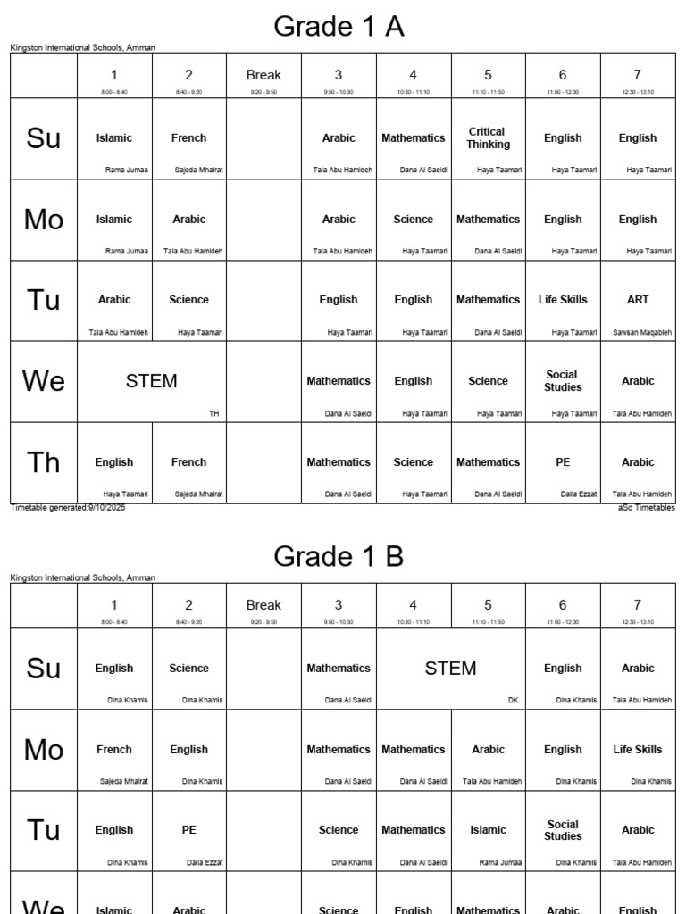 Primary Classes Timetable 11-9 | PDF | Science | Inquiry
