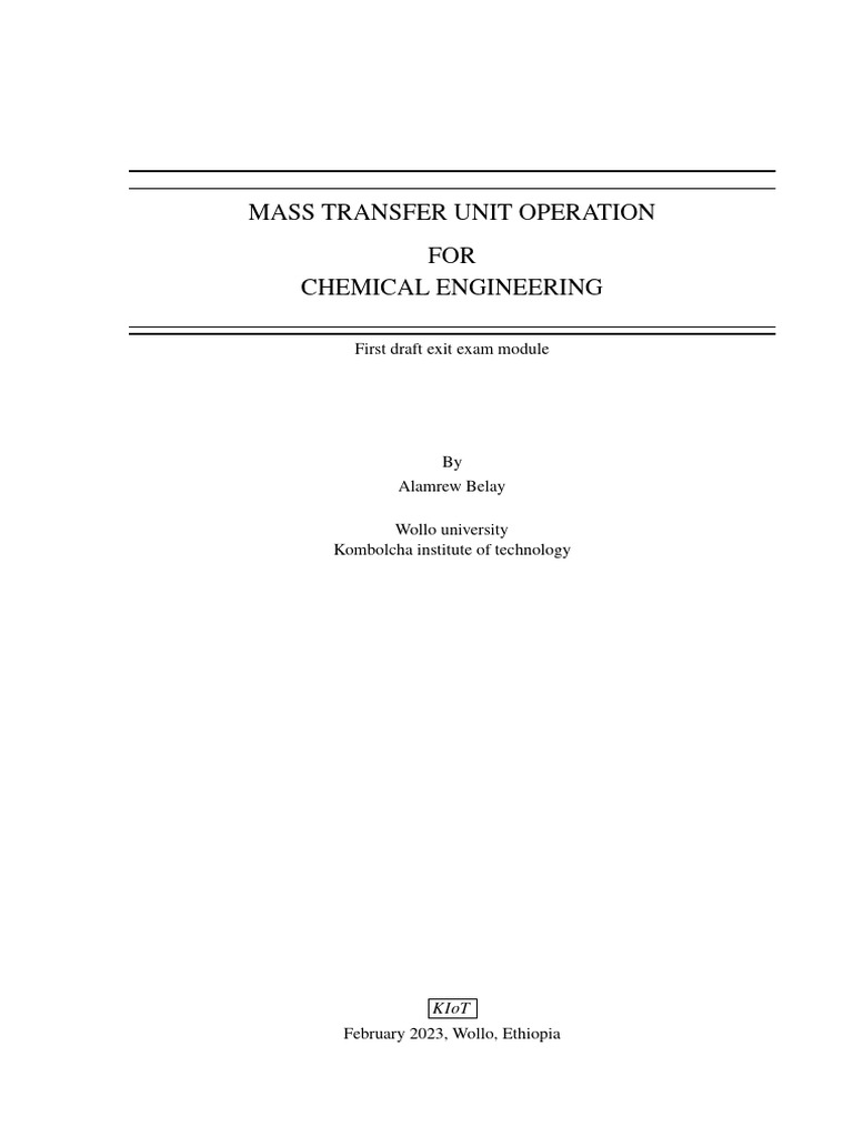 Mass Trasfer Unit Operation | PDF | Diffusion | Gases