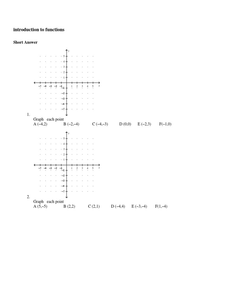 Introduction To Functions Short Answer Download Free PDF Algebra