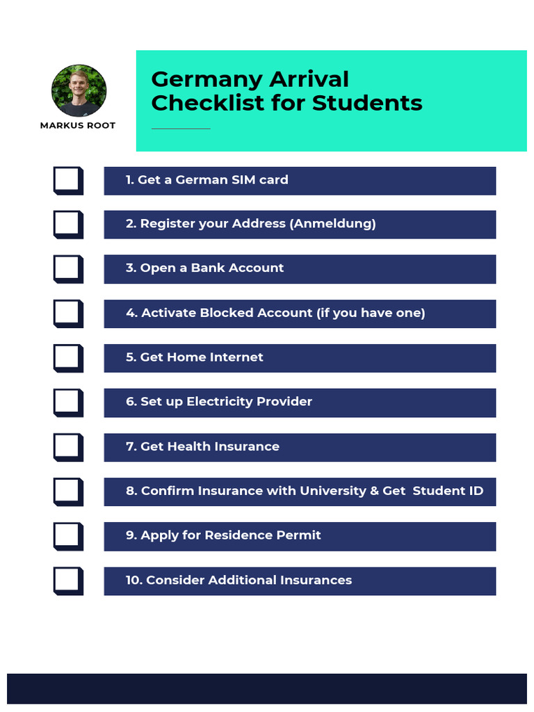67ec0d01cd3f1 TheGermanyArrivalChecklistforStudents | PDF