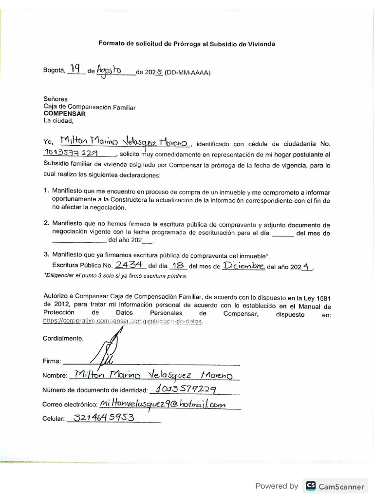 Solicitud Prorroga 1013577229 | PDF