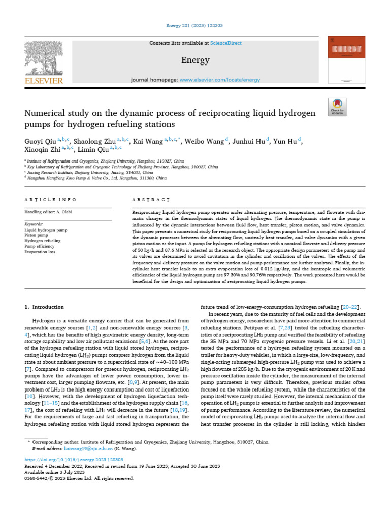 Numerical Study On The Dynamic Process of Reciprocating Liquid Hydrogen ...