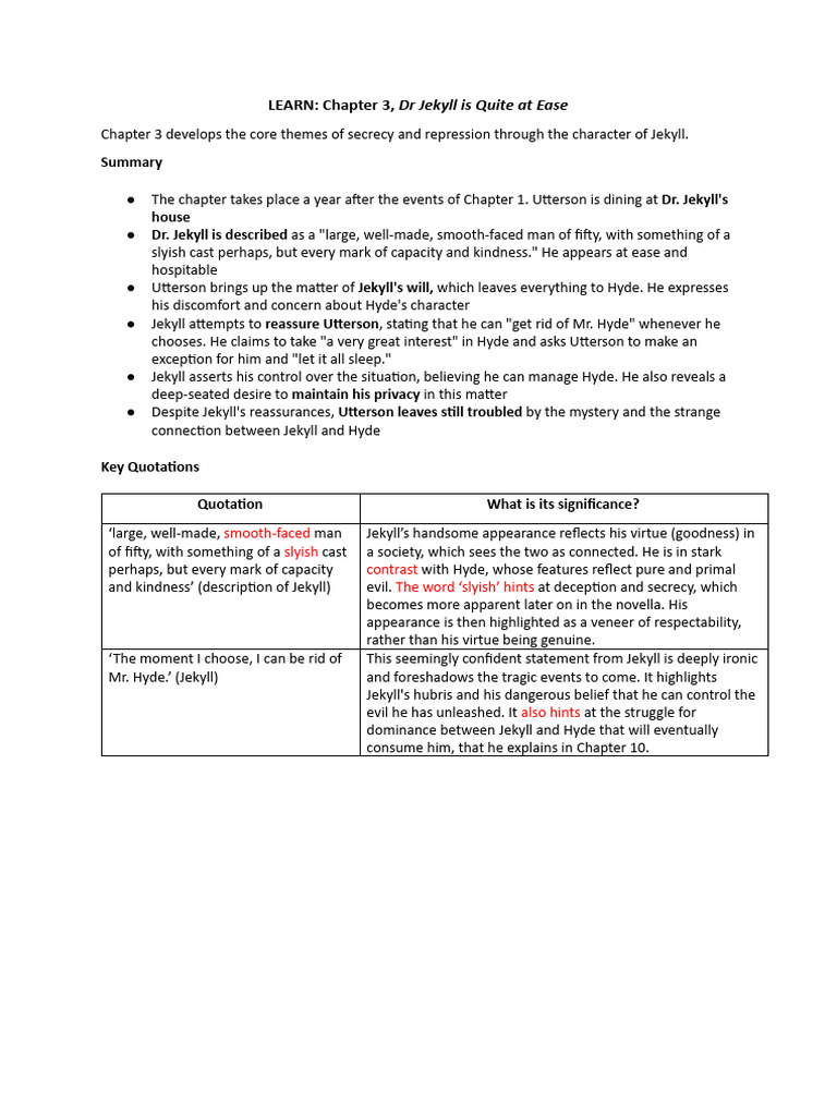 J&H Plot 03 Chapter 3 (Learn & Study) | PDF | Strange Case Of Dr Jekyll ...