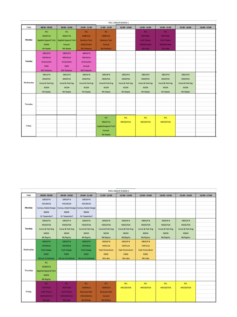 POS2 Group B Timetable 2026 | PDF