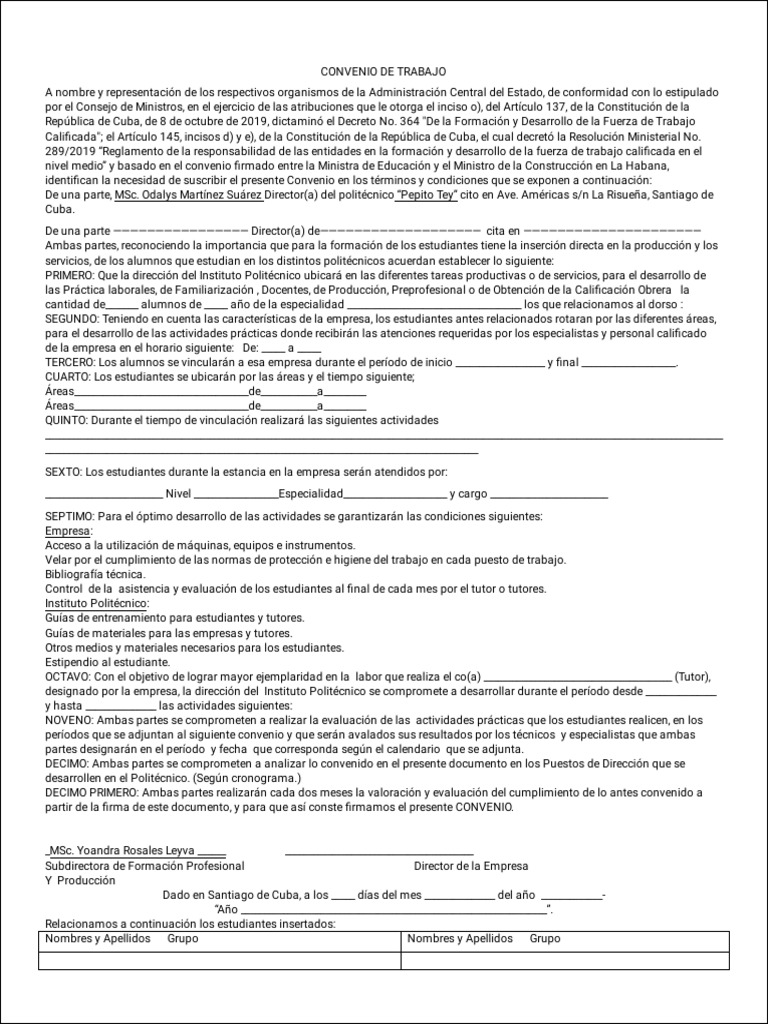 Convenio Escolar 2025 (Inserción) | PDF | Cuba | Gobierno