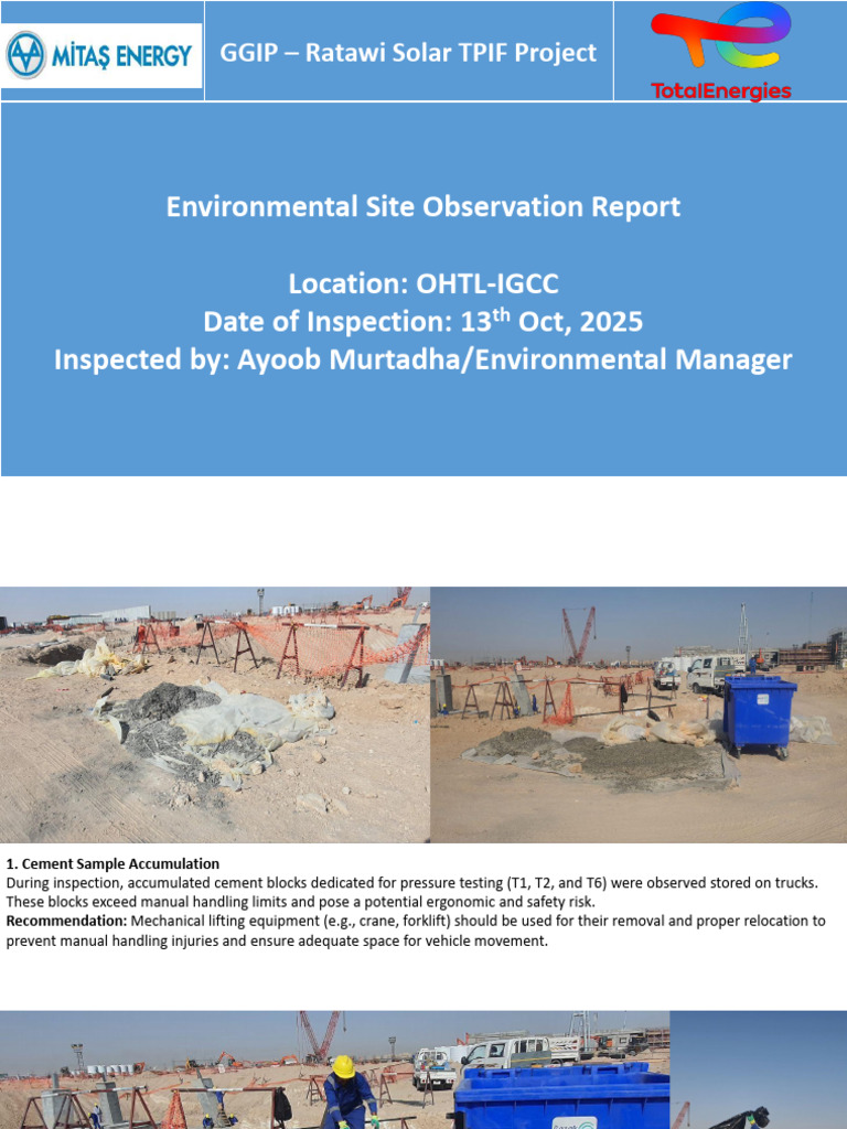Environmental Site Observation Report | PDF | Concrete | Waste