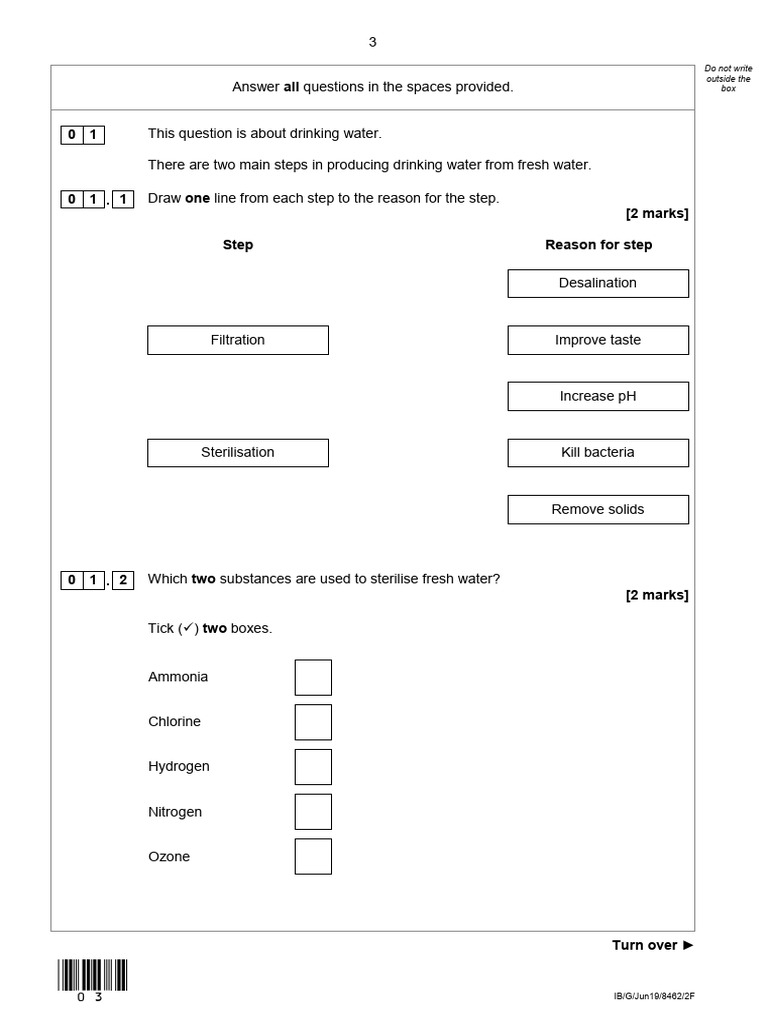 Past Paper Qs - Potable Water | PDF | Water | Seawater
