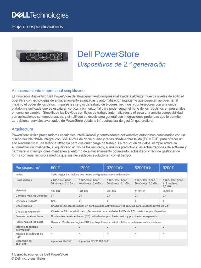 dell-powerstore-gen2-spec-sheet (1) | PDF | Unidad de estado sólido ...