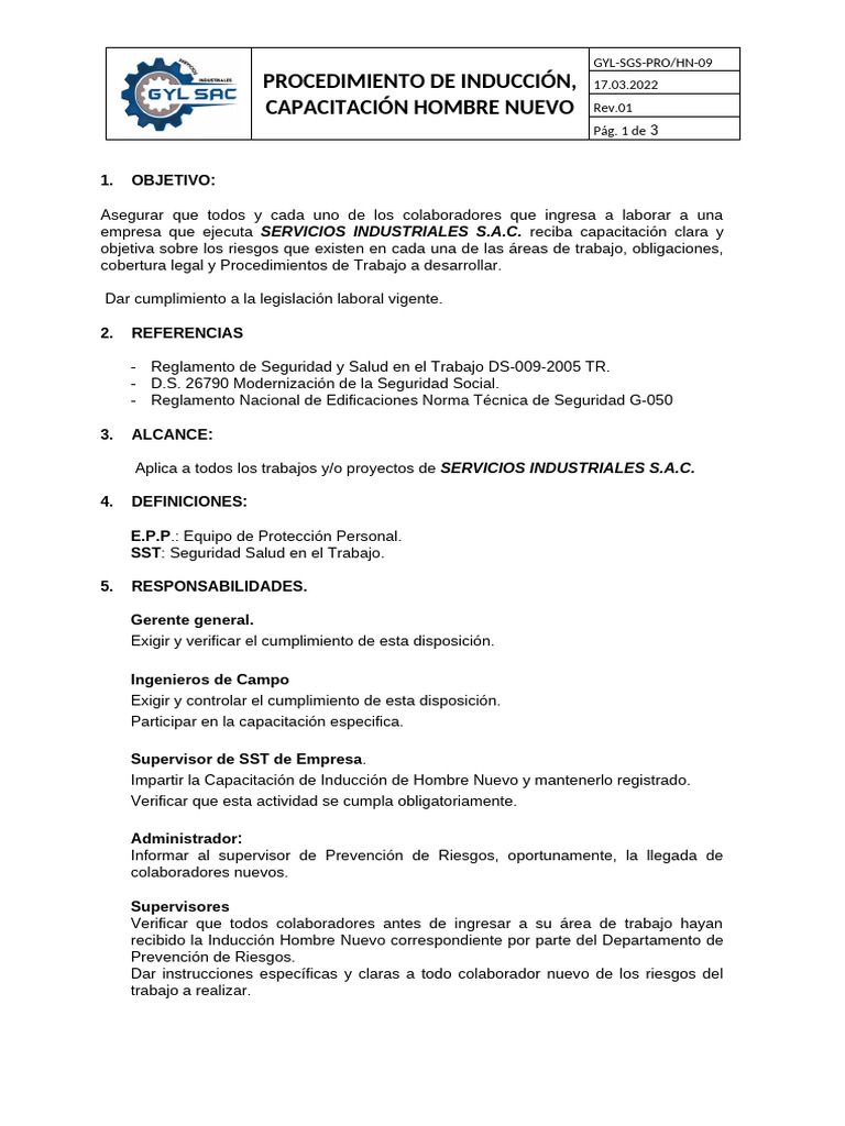 GYL SGS PRO HN 09 Capacitacion Hombre Nuevo | PDF