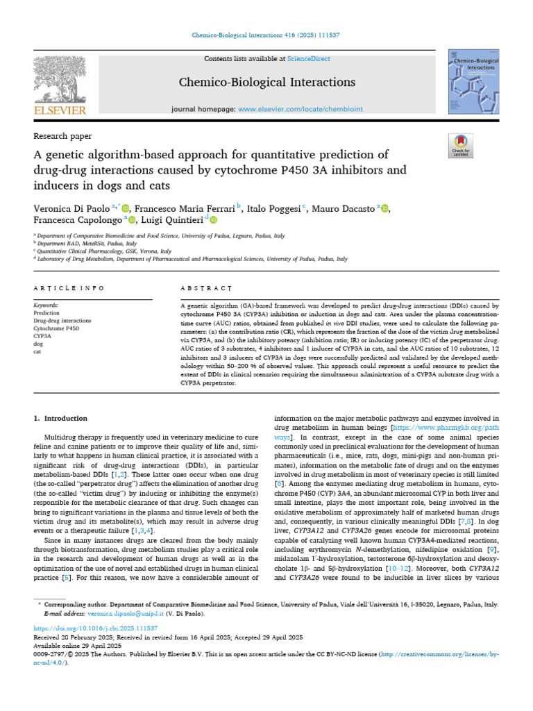A Genetic Algorithm-based Approach for Quantitative Prediction of Drug ...