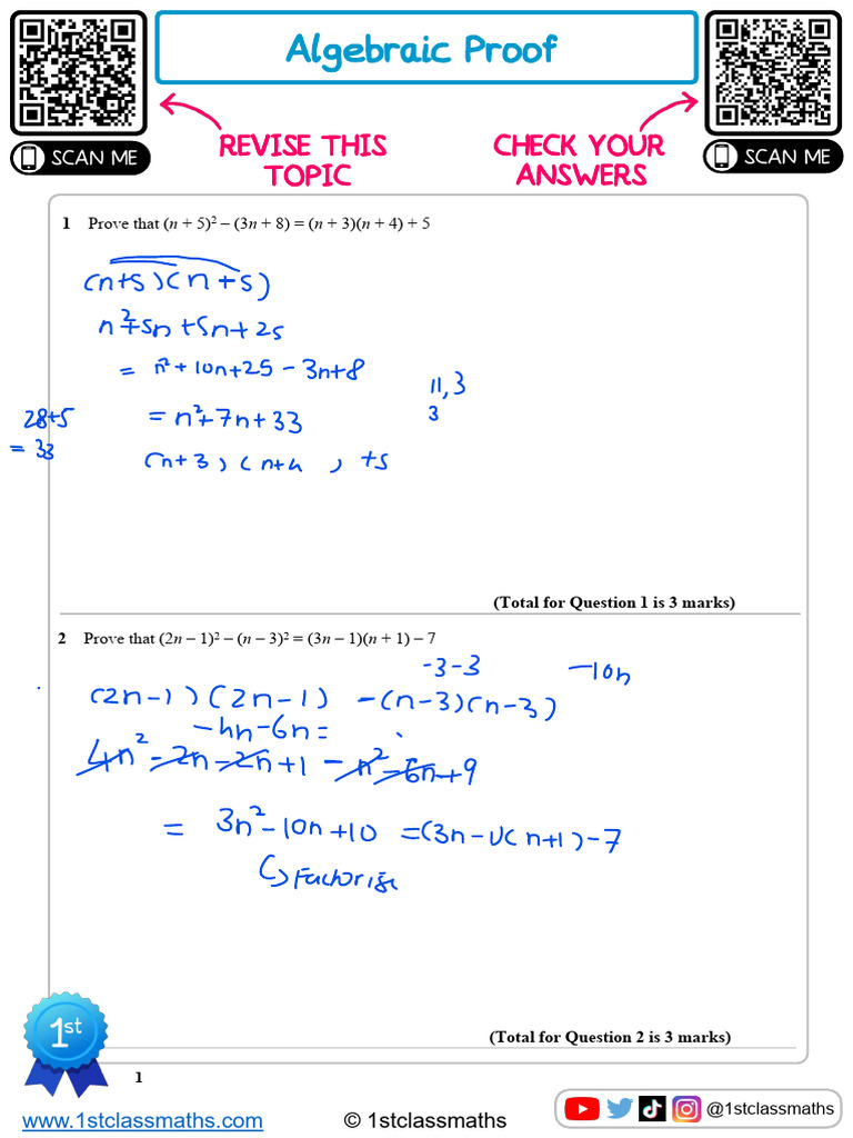 Algebraic Proof Edexcel | PDF | Discrete Mathematics | Abstract Algebra