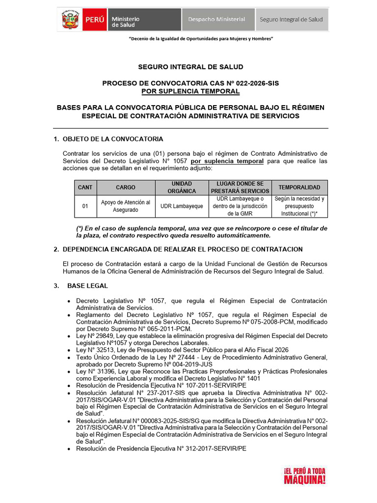 Bases Cas 022 2026 | PDF | Licenciatura | Gestión de recursos humanos