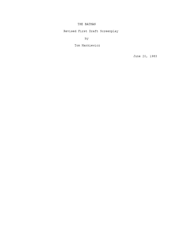 (1983) The Batman - Tom Mankiewicz - Revised First Draft | PDF