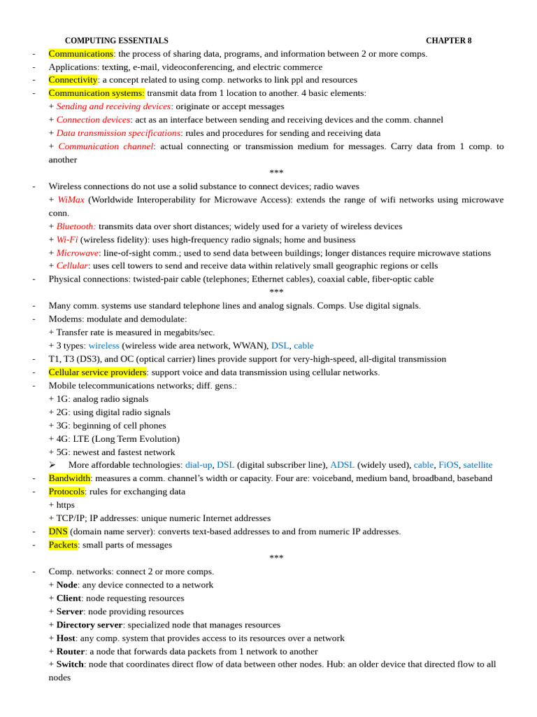 Computing Essentials (Ch-8) | PDF | Computer Network | Local Area Network