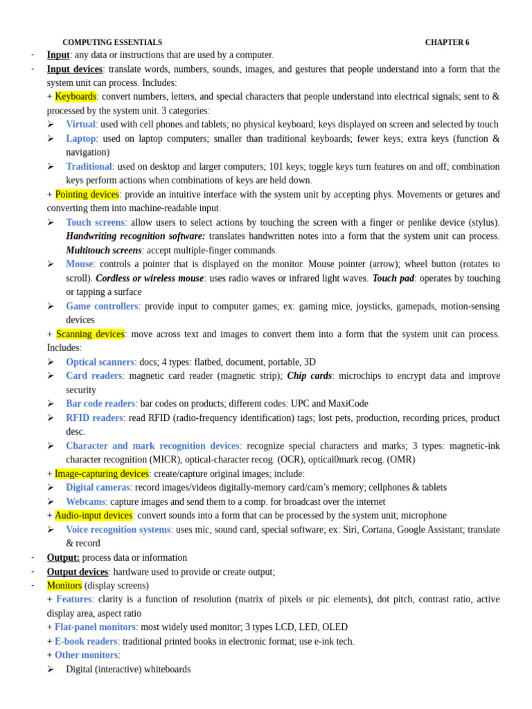 Computing Essentials (Ch-6) | PDF | Computer Keyboard | Computer Hardware