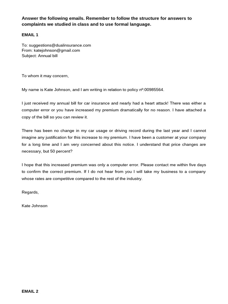 Car Insurance Complaint Emails | PDF | Insurance