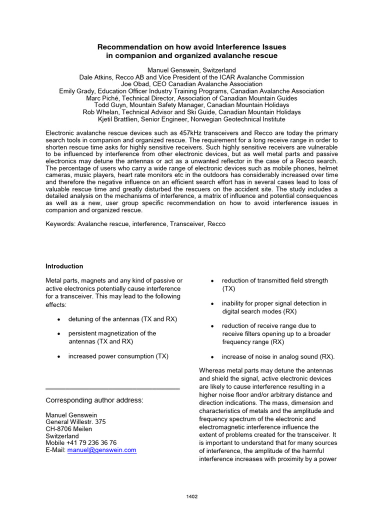 Recommendation On How Avoid Interference | PDF | Electromagnetic ...