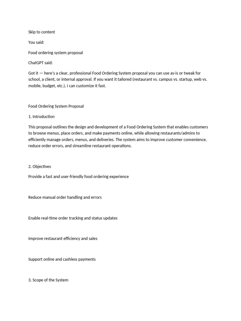 Food Ordering System Proposal | PDF | Cloud Computing | Software ...