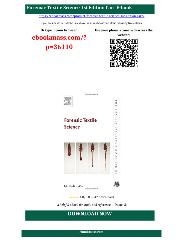 Forensic Textile Science 1st Edition Carr Ebook Revised Release 2026 ...