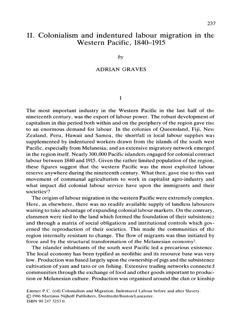Graves 1986 Colonialism and Indentured Labour Migration in The Western ...