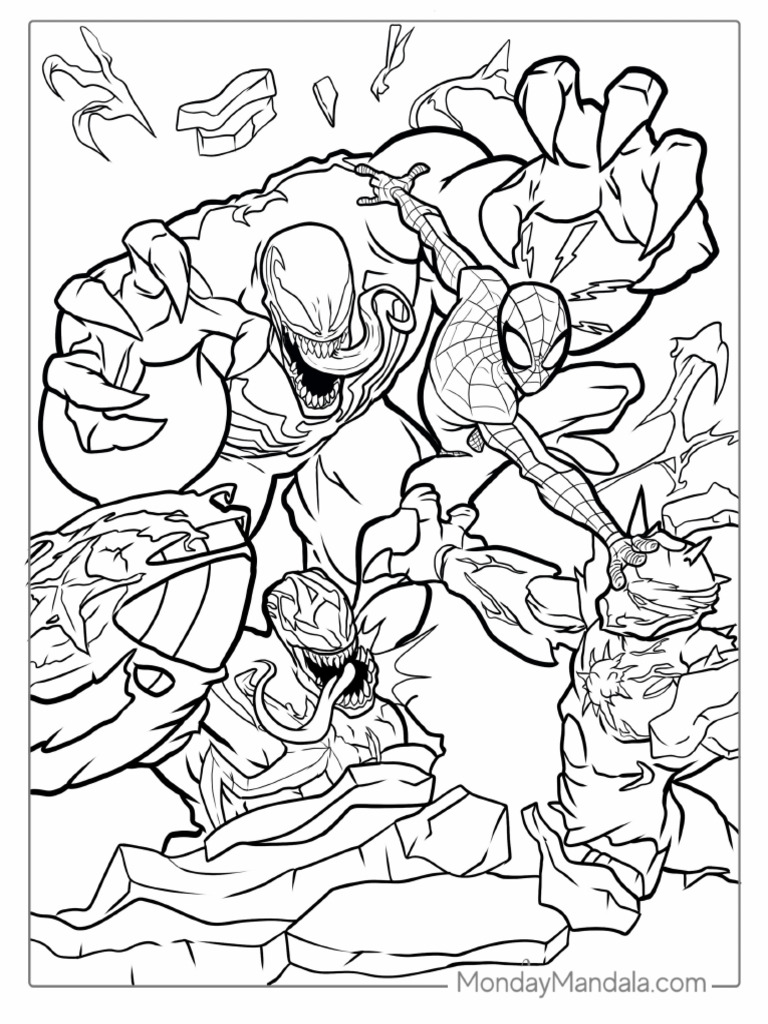 Detailed Spider Man and Venom Coloring for Adults | PDF