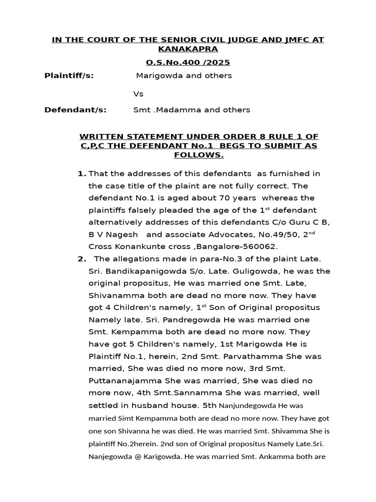 Written Statement Final | PDF | Lawsuit | Affidavit