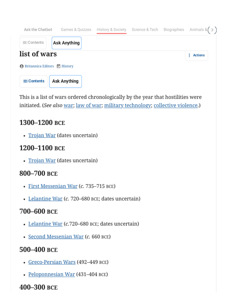 List of Wars _ Historical Conflicts from the Trojan War to Present ...