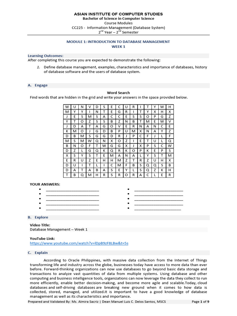 Week1_CM_MDL_CC225 | PDF | Databases | Information Science