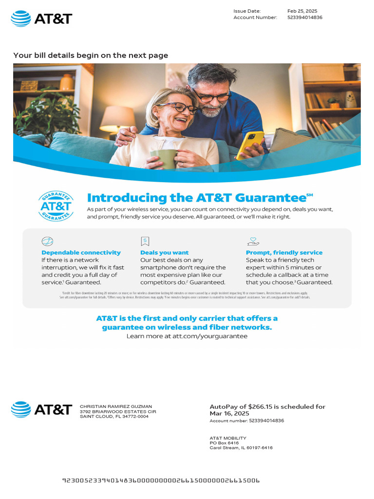 AT&T January 26 - February 25 | PDF | Payments | Service Industries