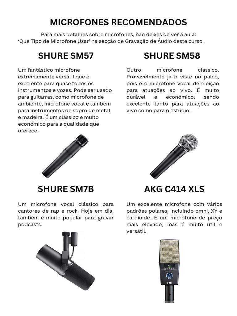 Microfones Recomendados | PDF