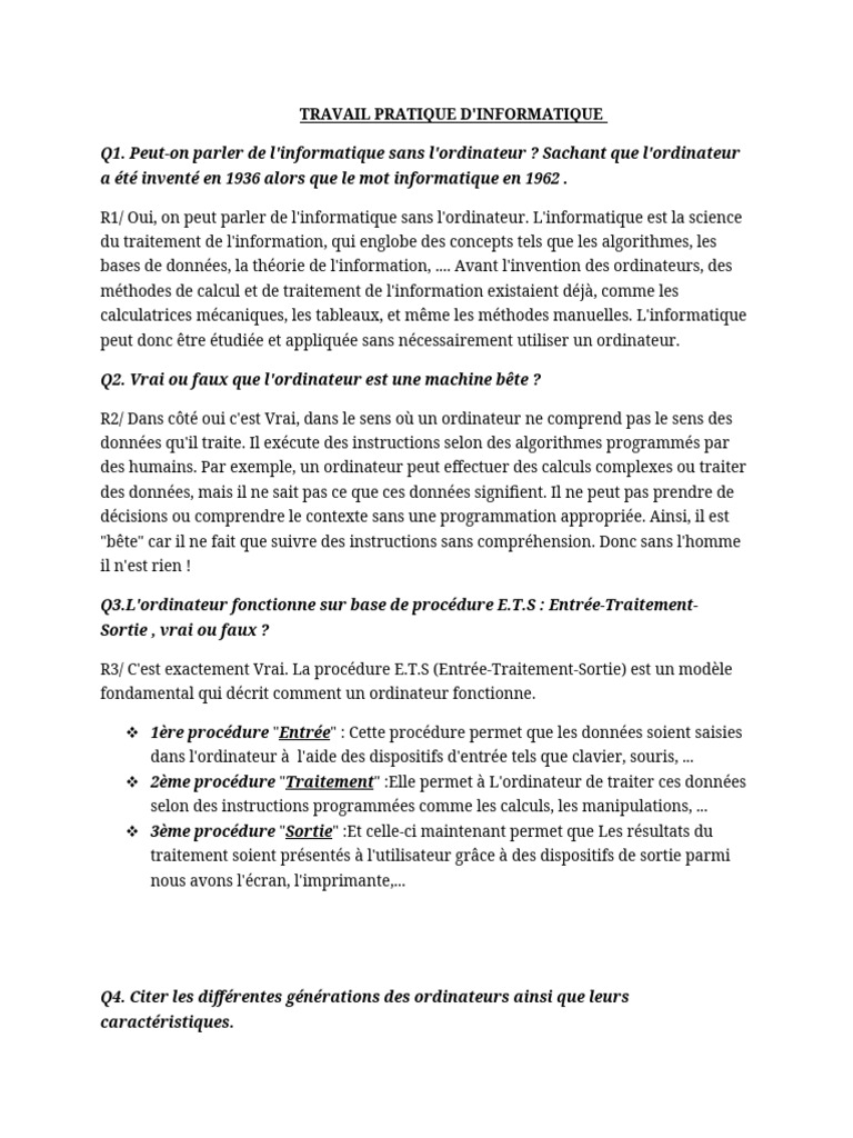 Examen D'informatique L1 | PDF | Informatique | Ordinateur portable