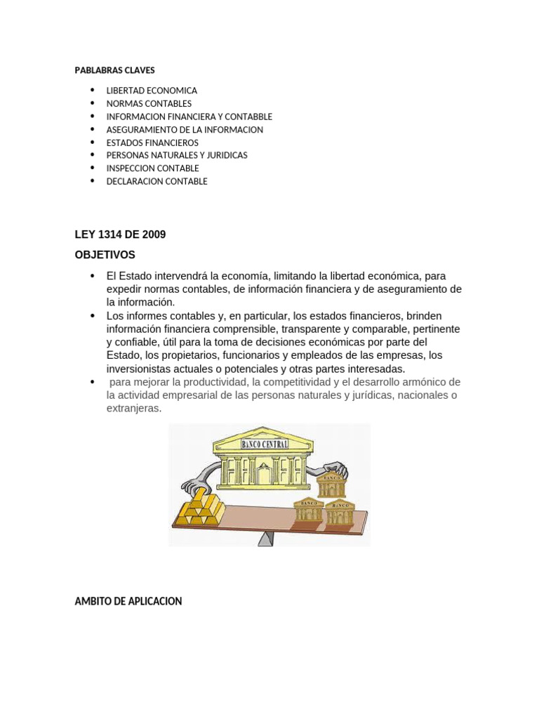 Ley 1314 de 2009 | PDF | Contabilidad | Estado financiero