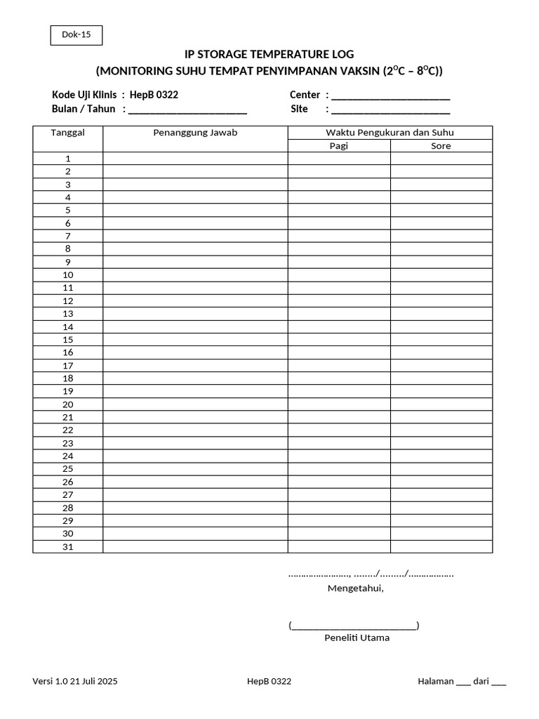 Dok-13 IP Storage Temperature Log - HepB 0322 Ver 1.0 210725 3 | PDF