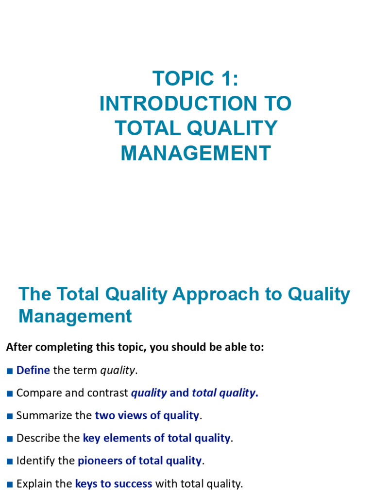 c1 Introduction To Total Quality Management | PDF | Employment ...