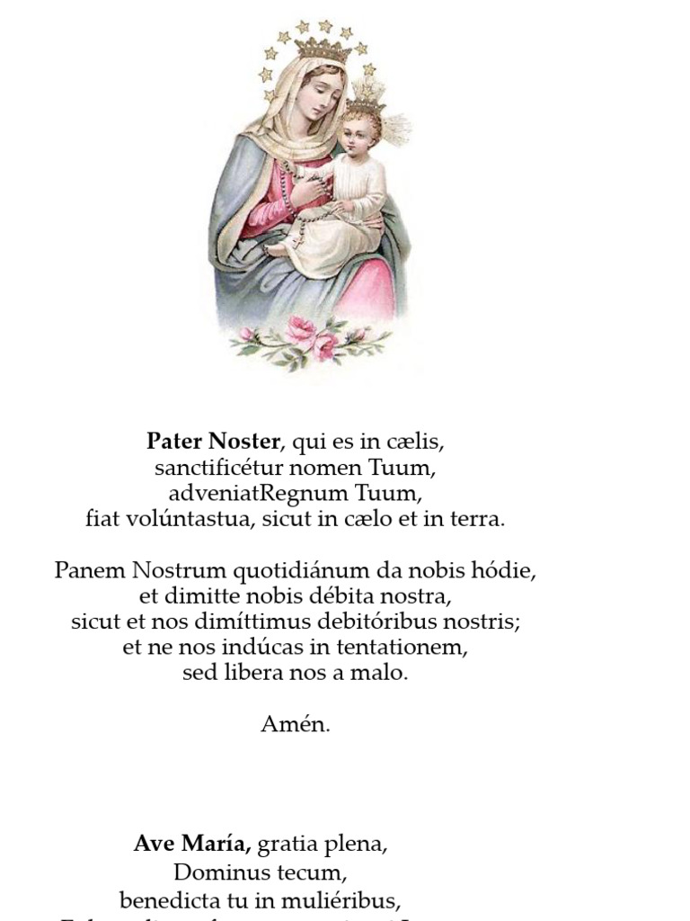 Padre Nuestro, Ave María, Gloria y Salve (en Latín) | PDF