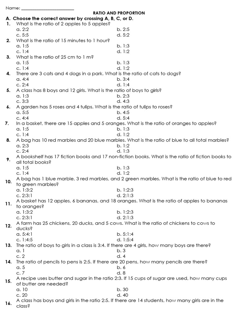 Ratio and Proportion Practice | PDF | Speed