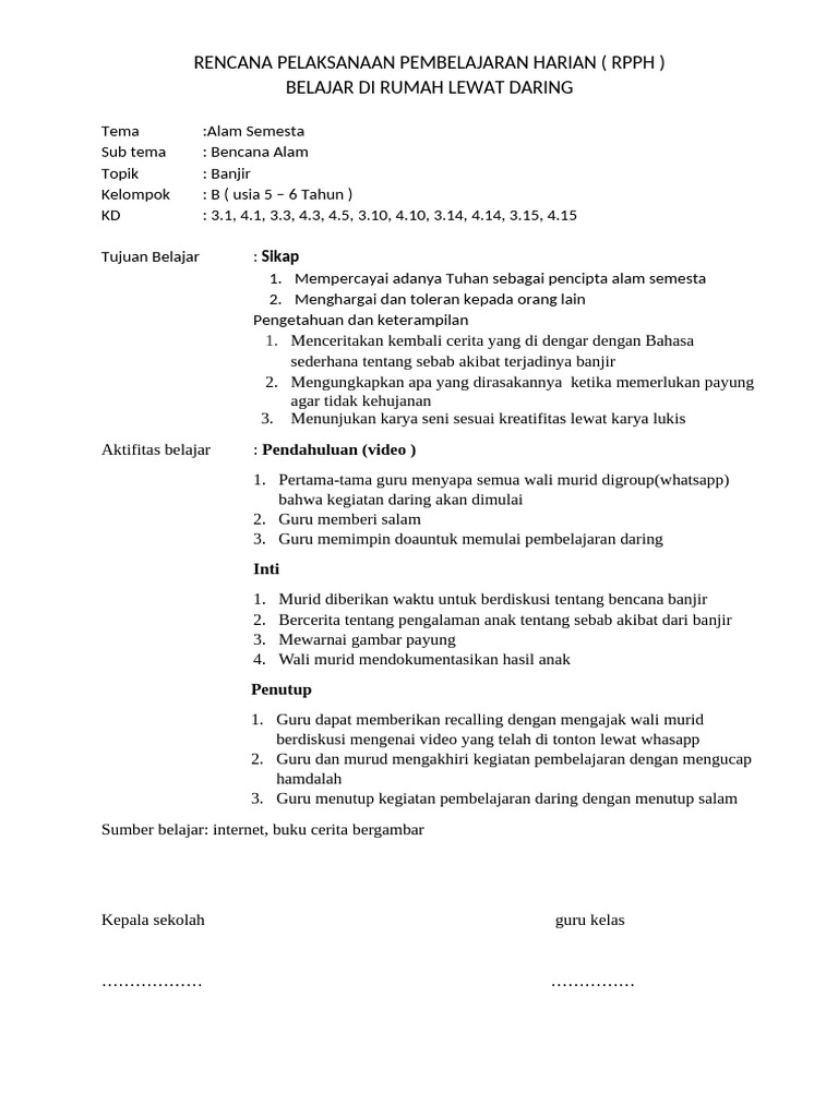 Contoh RPPH | PDF