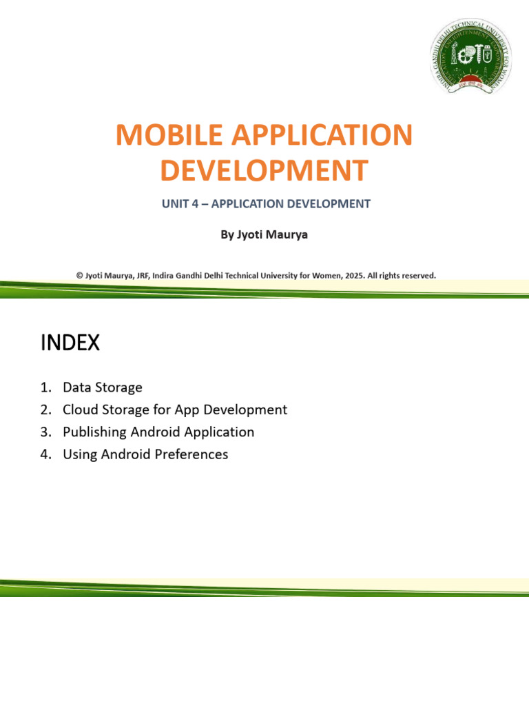 MAP - Unit 4 | PDF | Mobile App | Android (Operating System)