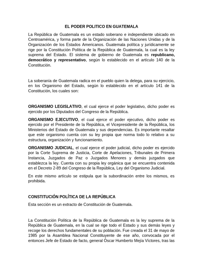 El Poder Politico en Guatemala | PDF | Guatemala | Judicaturas