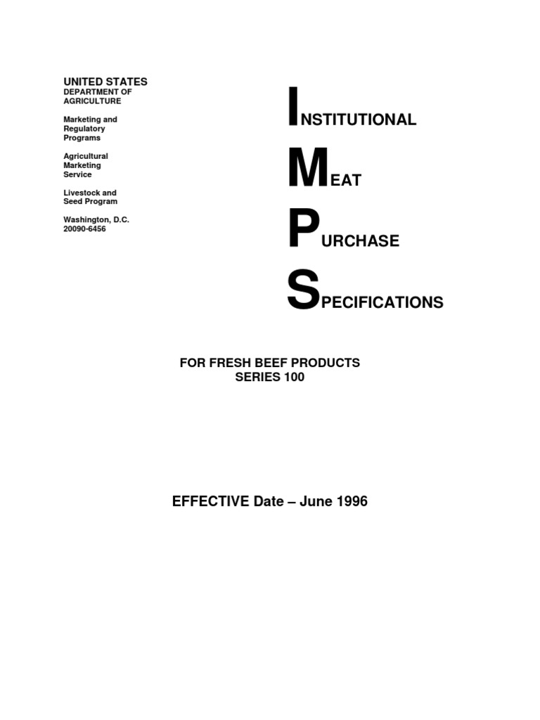Institutional Meat Purchase Specs | PDF | Chuck Steak | Steak