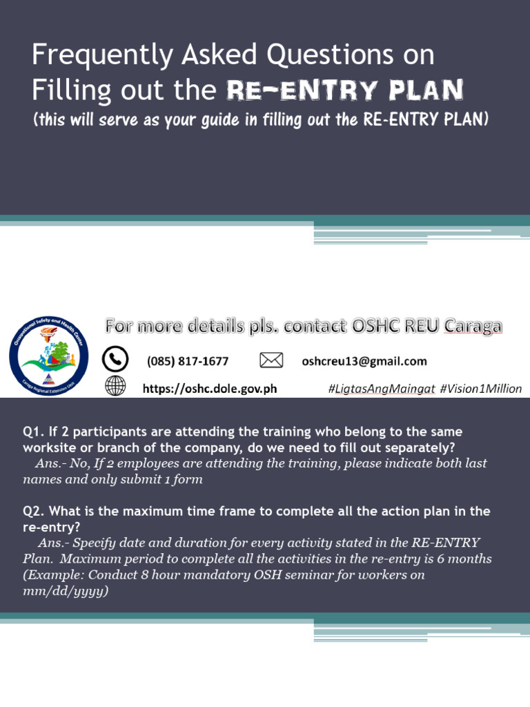 Frequently Asked Questions on Filling Out the RE ENTRY PLAN | PDF