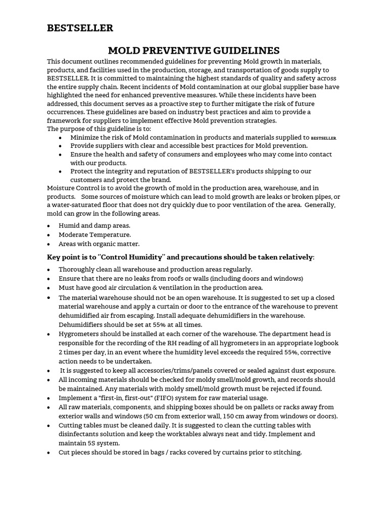 Mold Preventive Guidlines | PDF | Humidity | Temperate Climate