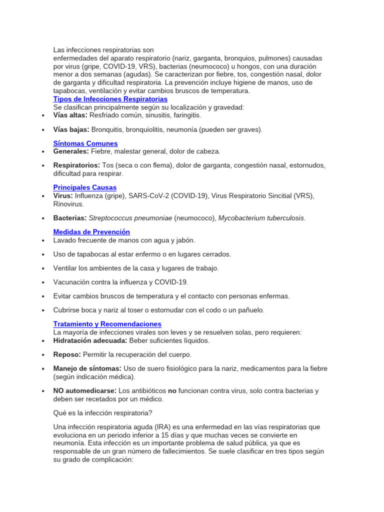 Las Infecciones Respiratorias Son | PDF | Influenza | Neumonía